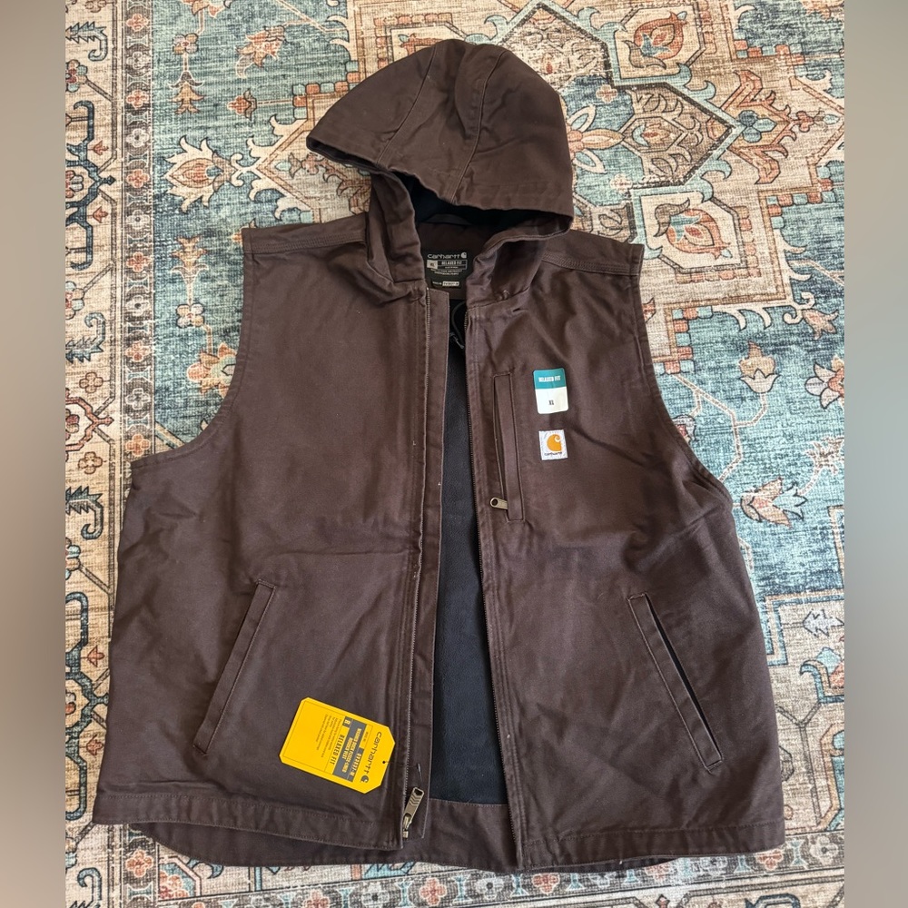 Carhartt Washed Duck Fleece-Lined Hooded Vest